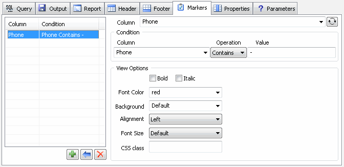 DTM Query Reporter: markers page